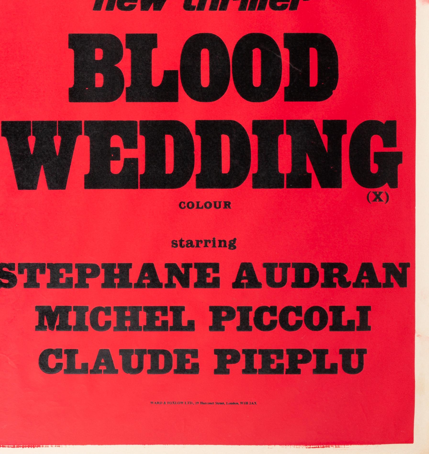 Blood Wedding 1973 Academy Cinema UK Quad Film Poster, Strausfeld For Sale 2