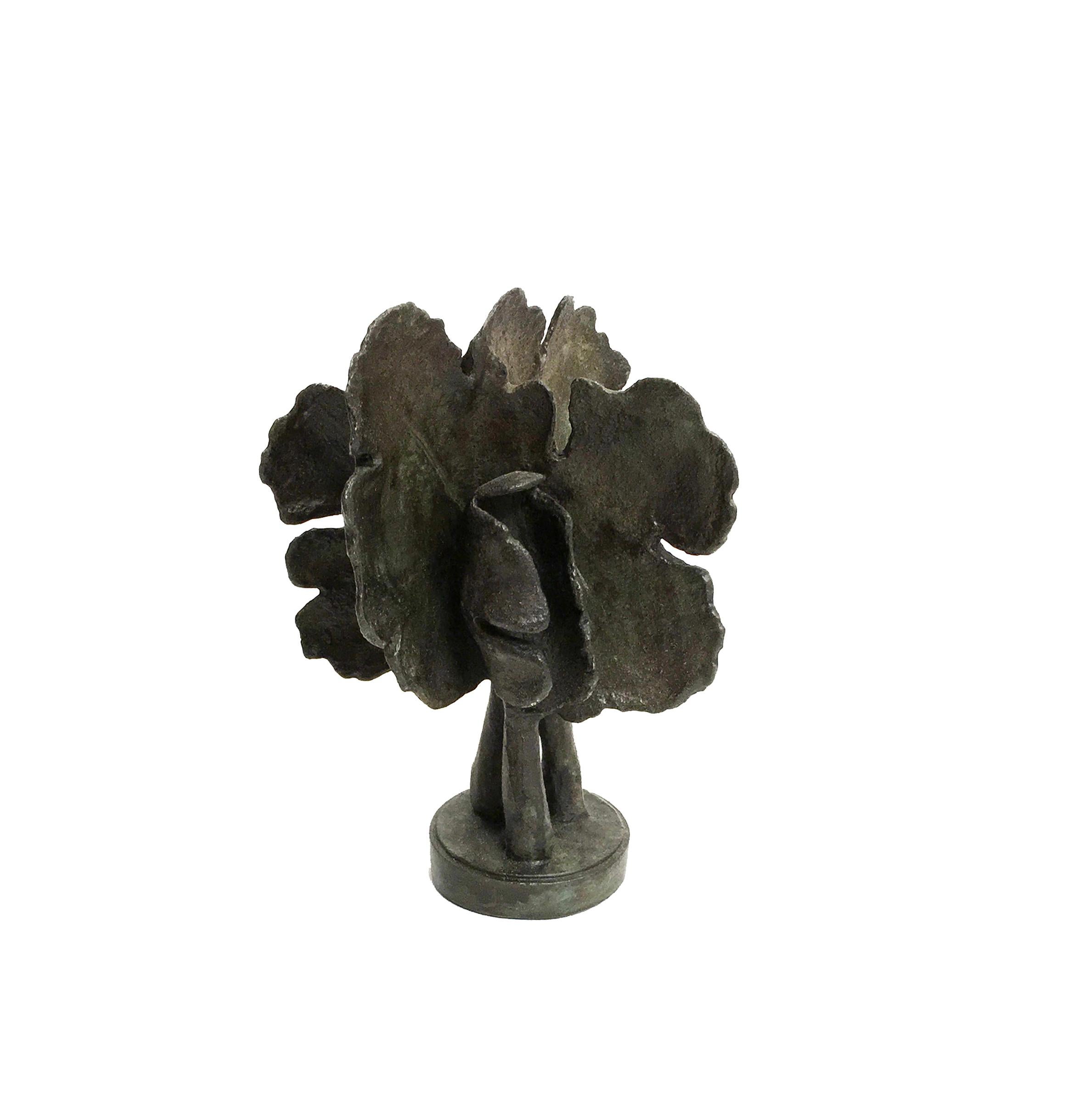Organic Modern Bloodroot, Small Scale Cast Bronze Botanical Sculpture with Subtle Patina