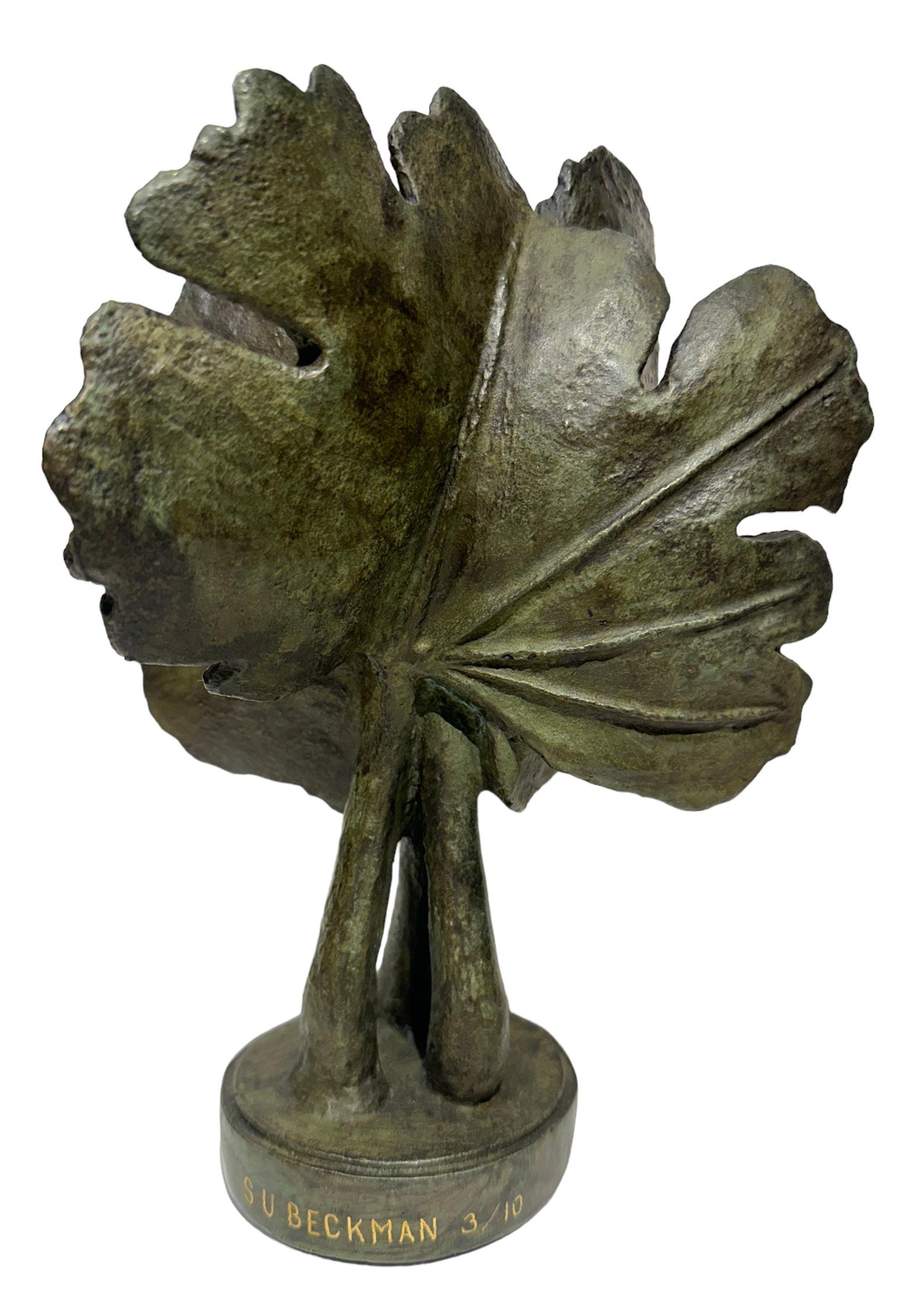 Organic Modern Bloodroot, Small Scale Cast Bronze Botanical Sculpture with Subtle Patina For Sale