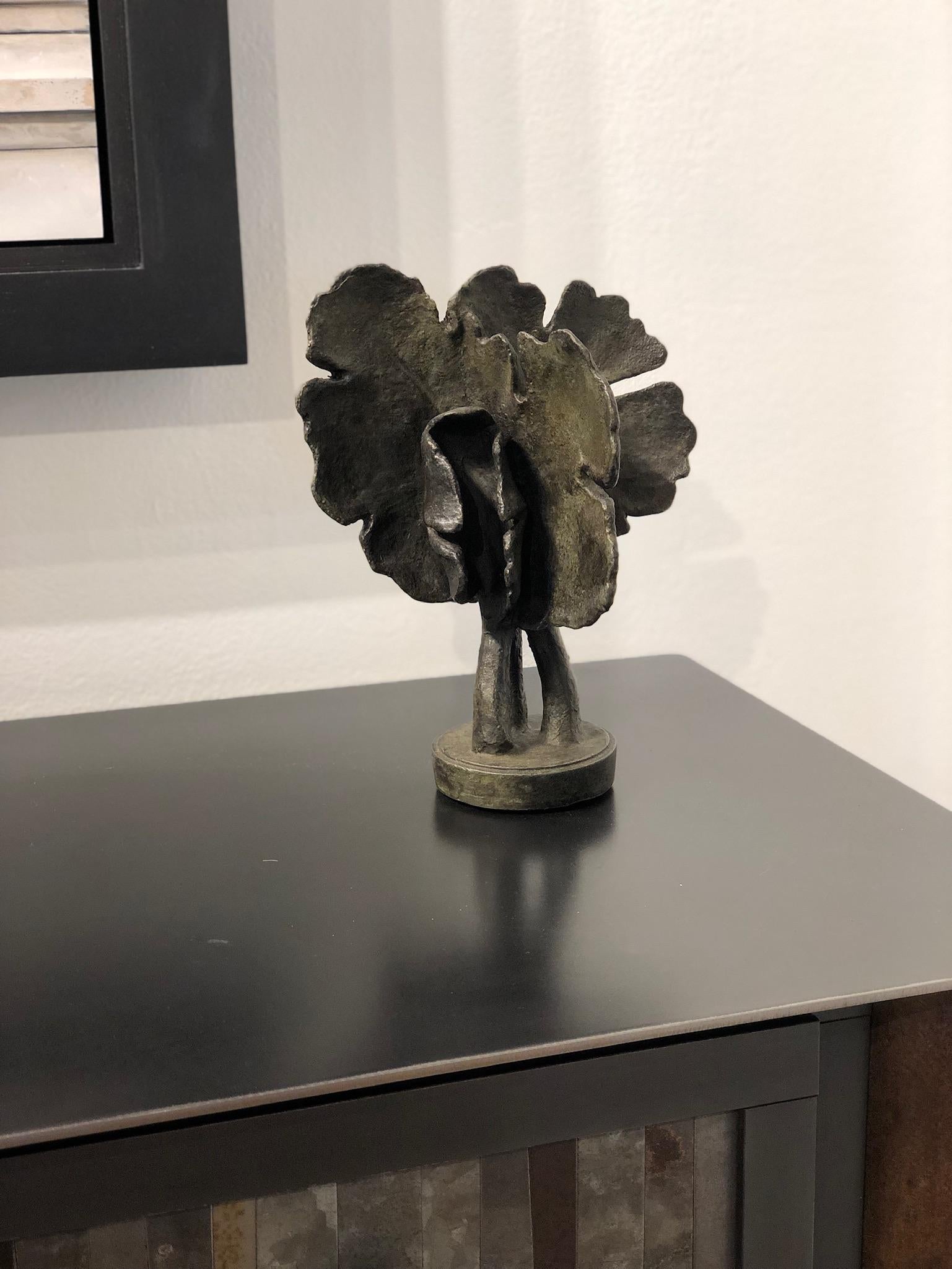 Bloodroot, Small Scale Cast Bronze Botanical Sculpture with Subtle Patina In New Condition In Chicago, IL