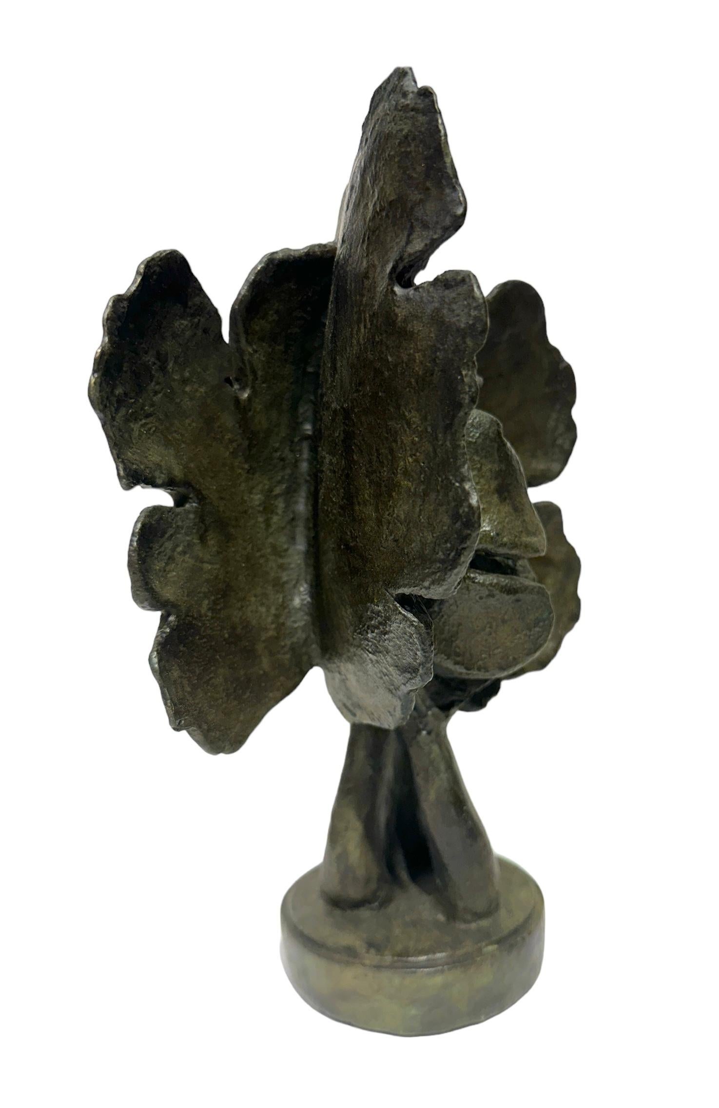 Contemporary Bloodroot, Small Scale Cast Bronze Botanical Sculpture with Subtle Patina For Sale