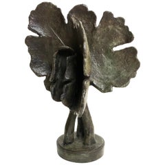 Bloodroot, Small Scale Cast Bronze Botanical Sculpture with Subtle Patina