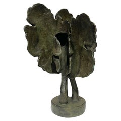 Used Bloodroot, Small Scale Cast Bronze Botanical Sculpture with Subtle Patina