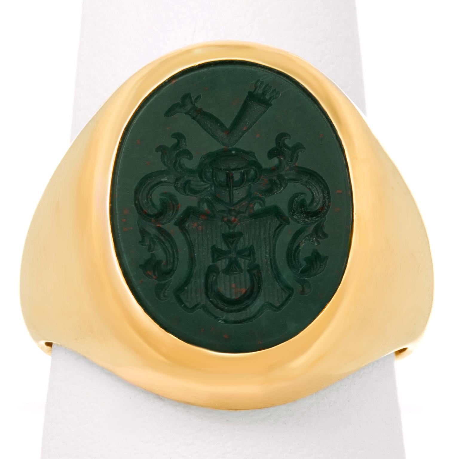 Mixed Cut Bloodstone Signet Ring For Sale