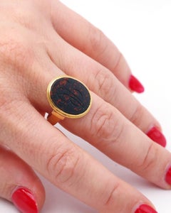 Bloodstone signet ring in 18 karat rose gold