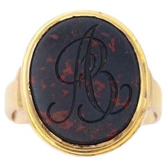 Bloodstone signet ring in 18 karat rose gold