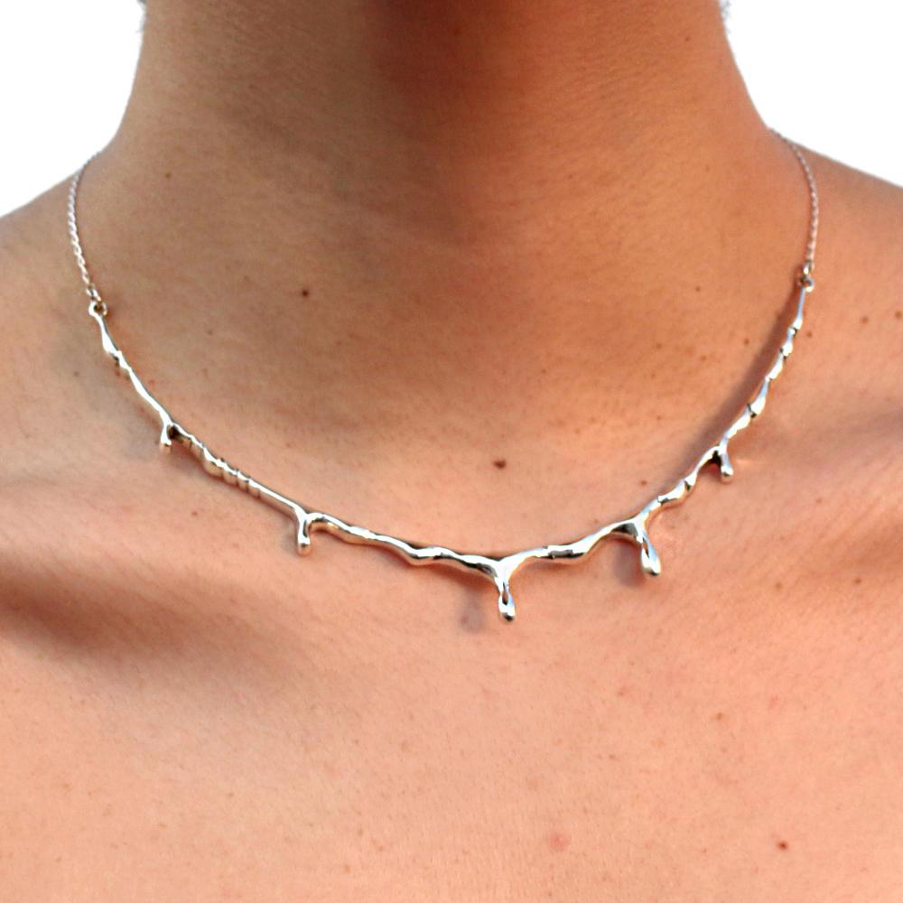 Women's or Men's Bloody Necklace made in sterling silver For Sale