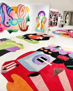 Bloody Poppies Colorful Wool Tapestry / Rug By MIRANDA MAKAROFF