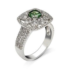 Bloom 0.72 Carat Green Tsavorite Engagement Ring with Diamonds 1.03 Carat