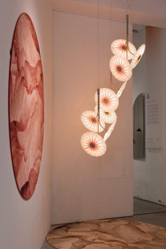 Lustre Bloom 12 fleurs - Gris galbé
