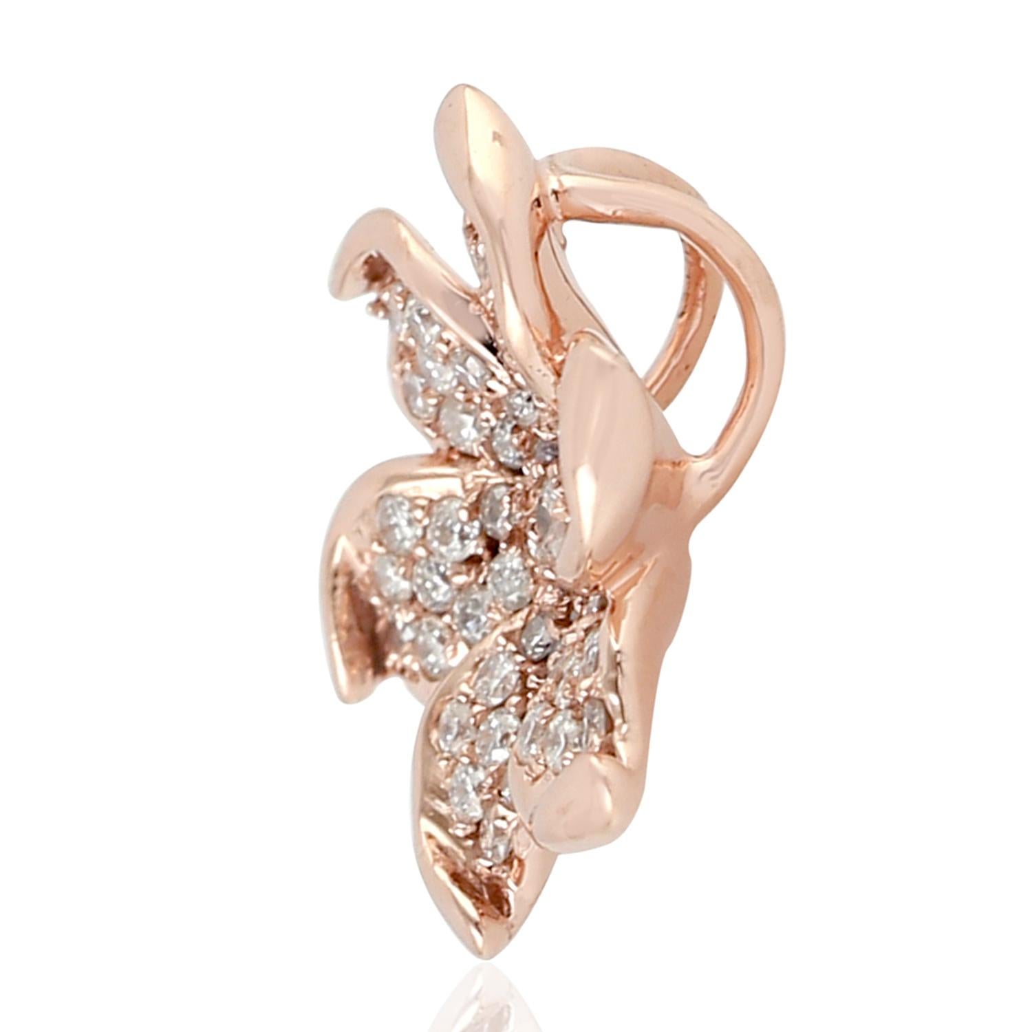 Single Cut Bloom 18 Karat Gold Diamond Stud Earrings For Sale