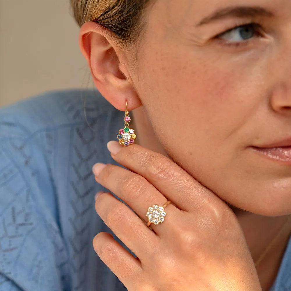 Bloom Blumenring aus 18 Karat Gold mit Diamanten (Brillantschliff)
