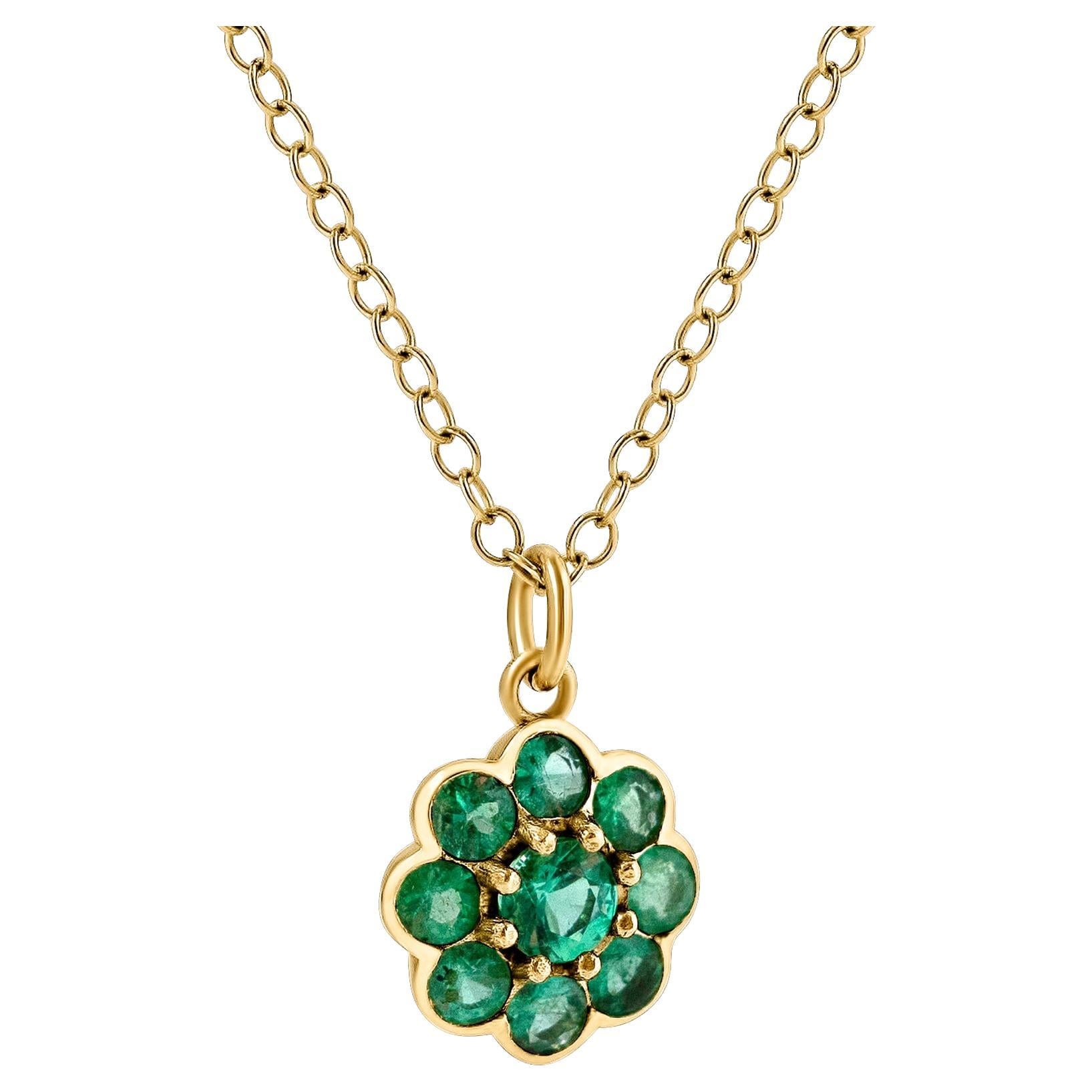 Bloom 18ct Gold Smaragd-Anhänger Halskette