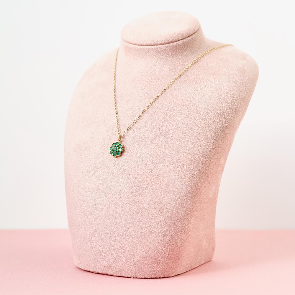 Bloom 18ct Gold Smaragd-Anhänger Halskette (Viktorianisch)