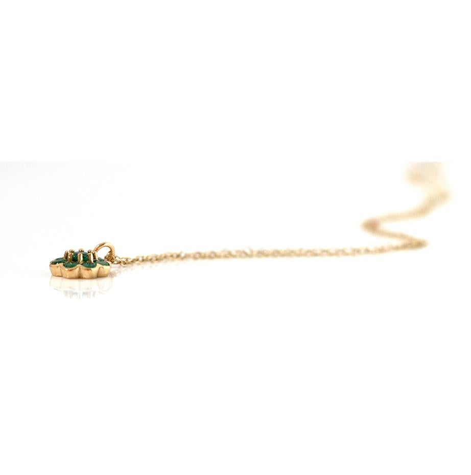 Bloom 18ct Gold Smaragd-Anhänger Halskette (Brillantschliff)