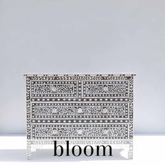 Bloom Black Floral Pattern Four Drawer Dresser