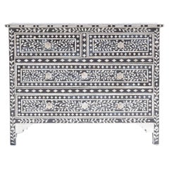 Commode à quatre tiroirs Bloom Black Floral Pattern