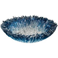 Bloom Bowl in Aqua, a Blue and Clear Glass Centrepiece by Wayne Charmer
