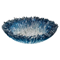 Bloom Bowl in Aqua, Glass Textured Sculptural Centrepiece by Wayne Charmer