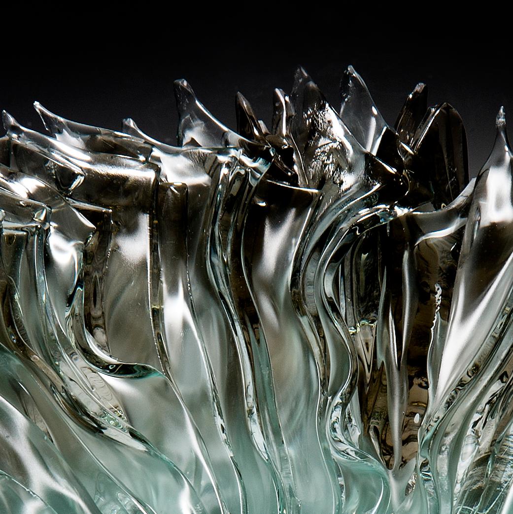 Hand-Crafted Bloom Bowl in Bronze, a bronze and clear glass centrepiece by Wayne Charmer