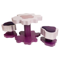 Bloom Cafe Set in Purple by Bert Furnari Powder-Coated Aluminum Table and Stools
