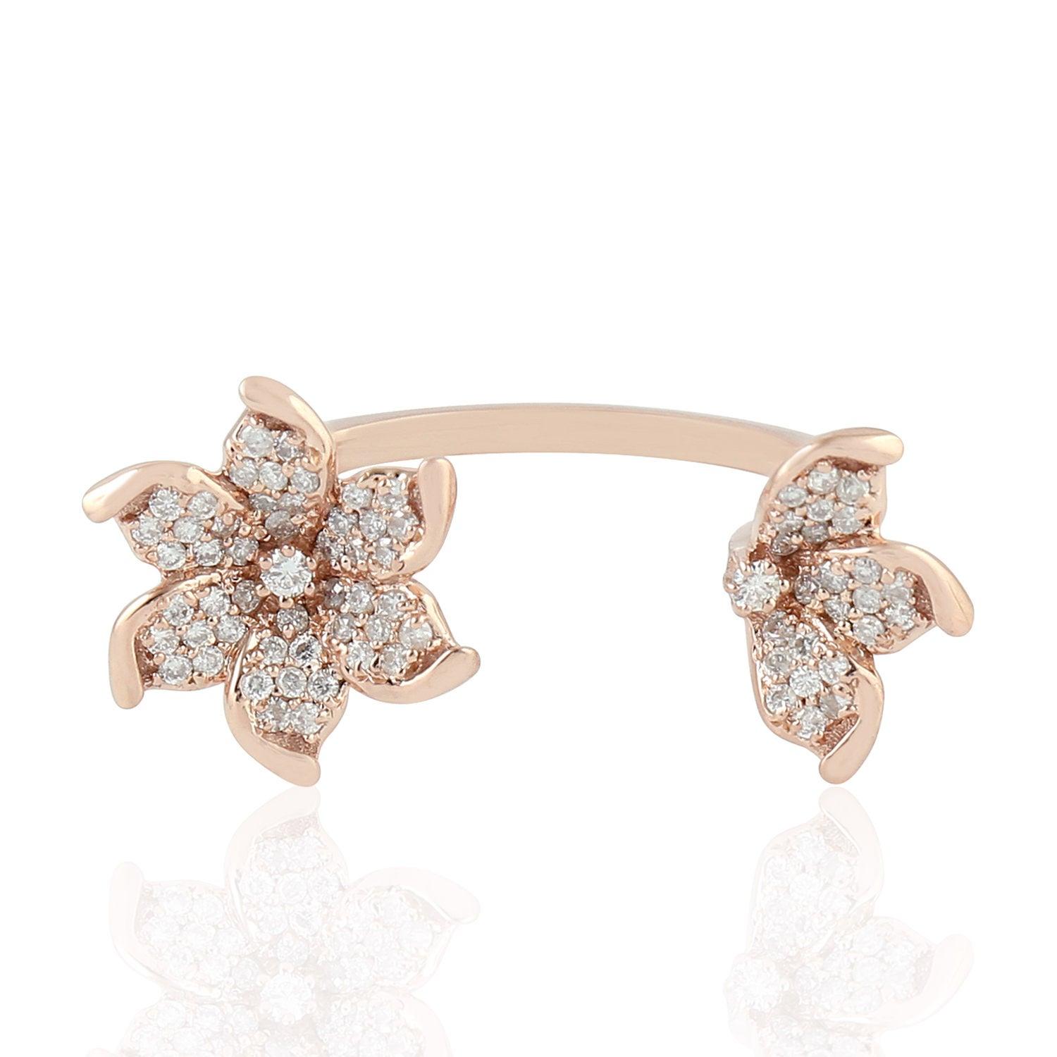 En venta: Anillo Entre Dedos Bloom Diamante Oro 18 Kilates  4