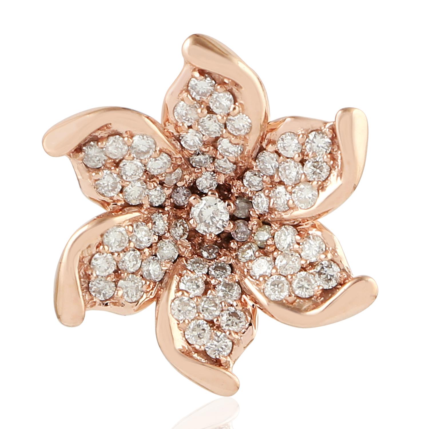 Single Cut Bloom Diamond 18 Karat Gold Pendant Necklace For Sale
