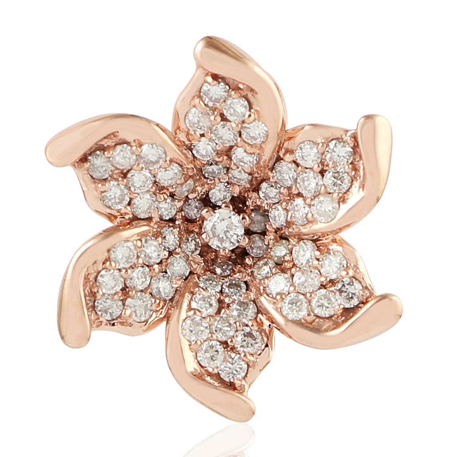 Taglio singolo Collana con ciondolo Bloom Diamond in oro 18 carati in vendita