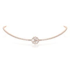 Bloom Diamond and Mother of Pearl Flower Choker Necklace in 18k Rose Gold