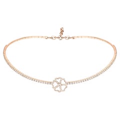 Bloom Diamond and Mother of Pearl Flower Choker Necklace in 18k Rose Gold