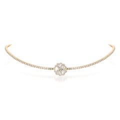 Bloom Diamond and Mother of Pearl Flower Choker Necklace in 18k Yellow Gold