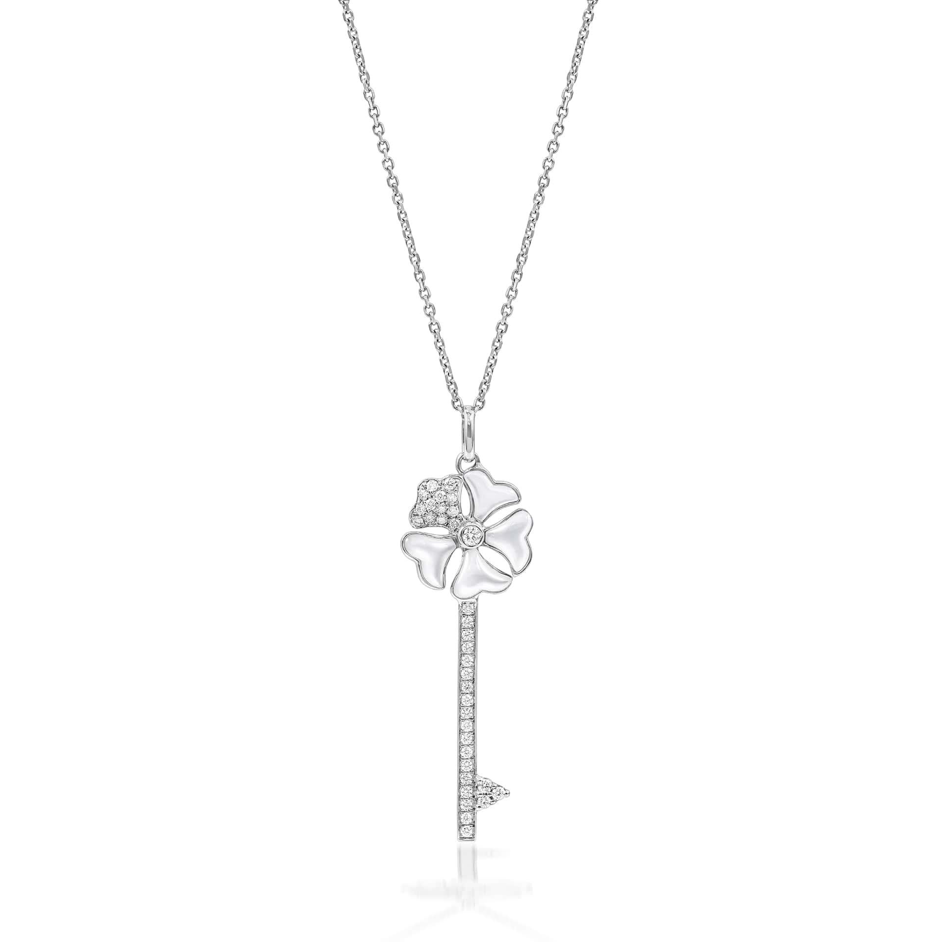 Bloom Diamant- und Perlmutt-Schlüssel-Halskette aus 18 Karat Roségold im Zustand „Neu“ im Angebot in Hong Kong, Kowloon