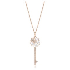 Bloom Diamond and Mother of Pearl Key Necklace in 18k Rose Gold