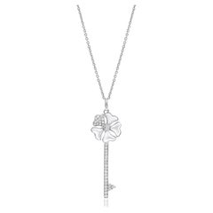 key pendant meaning Bloom Diamond and Mother of Pearl Key Necklace in 18k White Gold