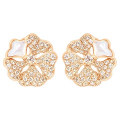 Bloom Diamond and White Mother-of-pearl Bloom Earring Tops in 18k Rose Gold