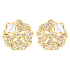 Bloom Diamond and White Mother of Pearl Bloom Earring Tops in 18k Yellow Gold