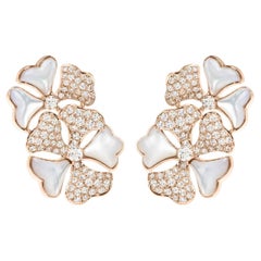 Bloom Diamond and White Mother of Pearl Cluster Earrings in 18k Rose Gold