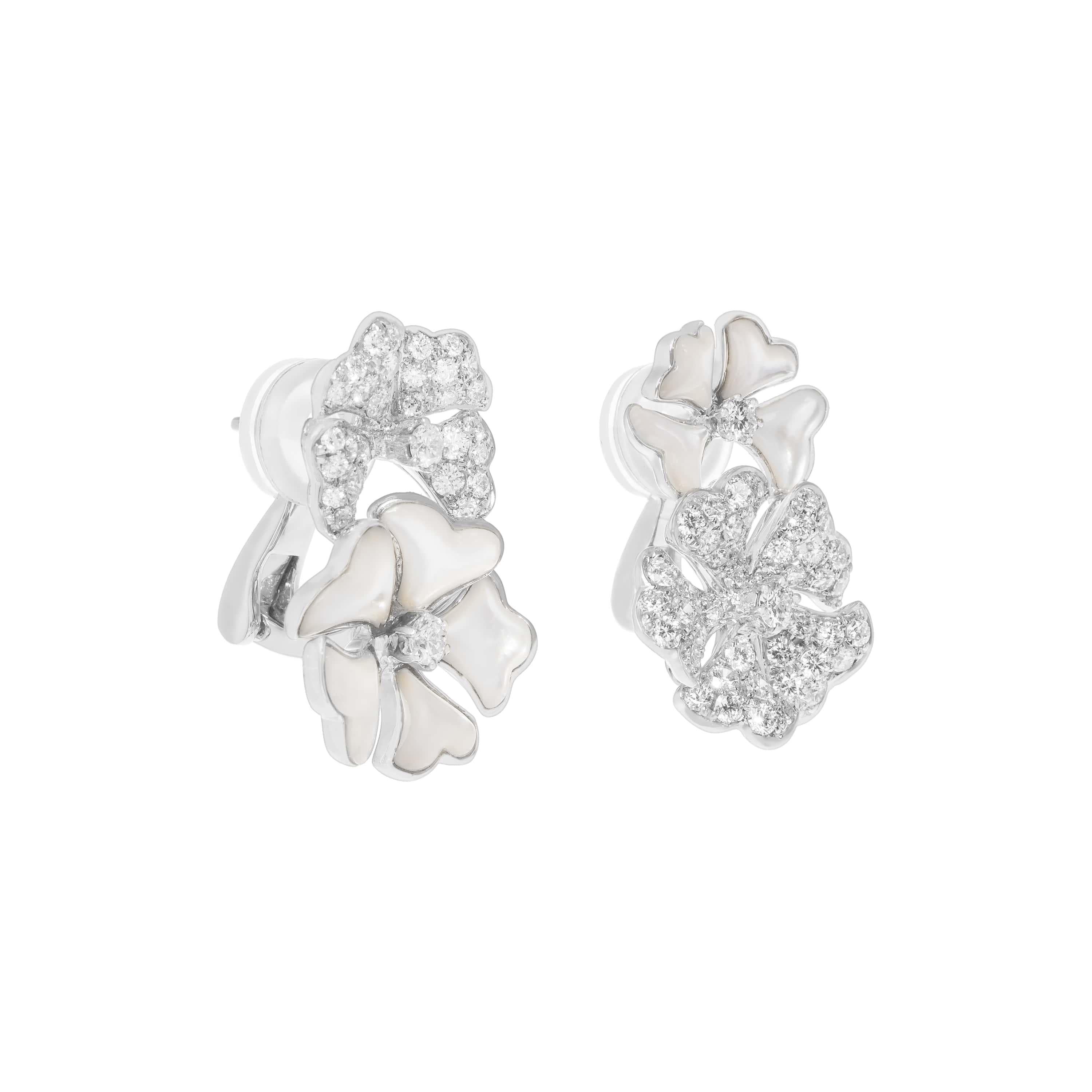 Bloom Diamond and White Mother-of-Pearl Double Bloom Earrings in 18K White Gold

Inspired by the exquisite petals of the alpine cinquefoil, the Bloom collection contrasts the richness of diamonds and precious metals with the light versatility of