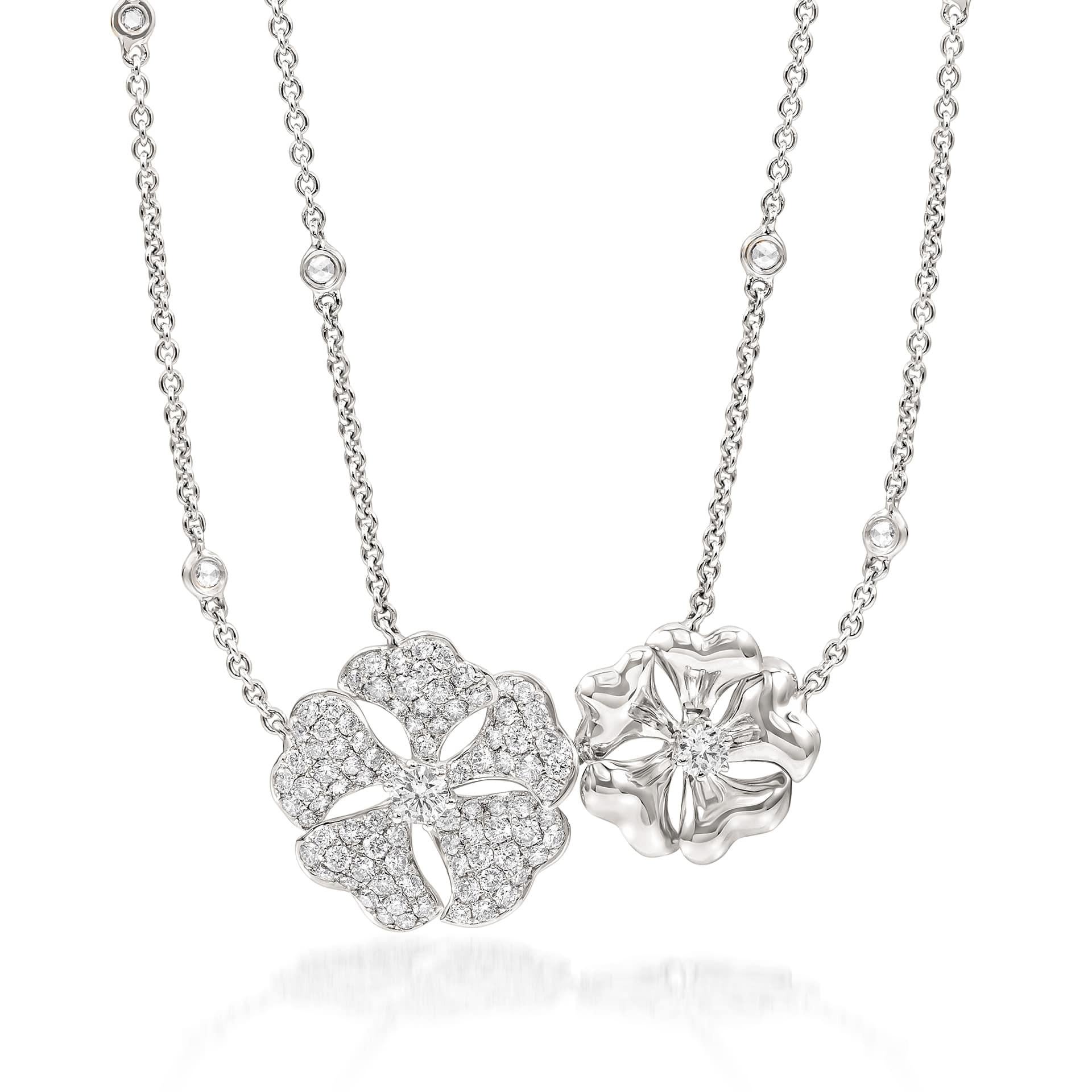 Bloom Diamond Cluster Flower Necklace in 18K White Gold

Inspired by the exquisite petals of the alpine cinquefoil flower, the Bloom collection combines the richness of diamonds and precious metals with the light versatility of this delicate,