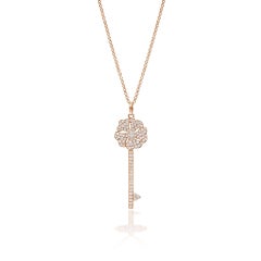 Bloom Diamond Key Necklace in 18k Rose Gold