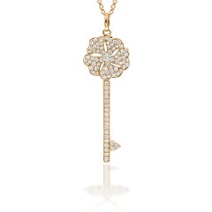 Bloom Diamond Key Necklace in 18k Yellow Gold