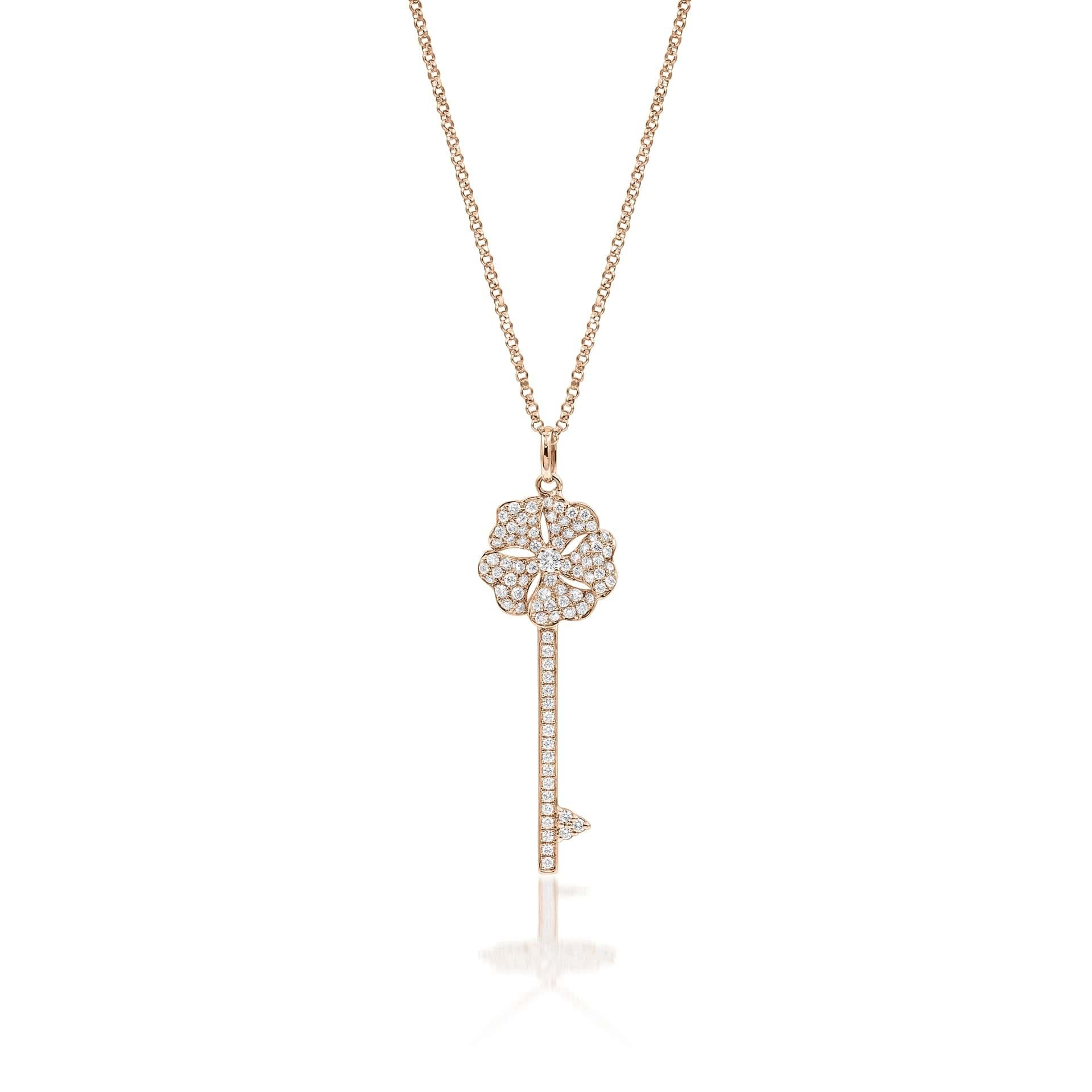 Bloom Diamond Key Necklace in 18k Yellow Gold In New Condition For Sale In Hong Kong, Kowloon