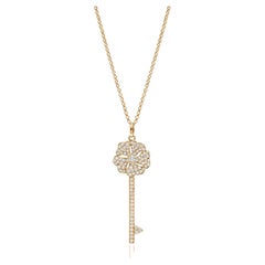 Bloom Diamond Key Necklace in 18k Yellow Gold