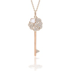 Bloom Diamond Key Necklace with Mother of Pearl in 18k Rose Gold