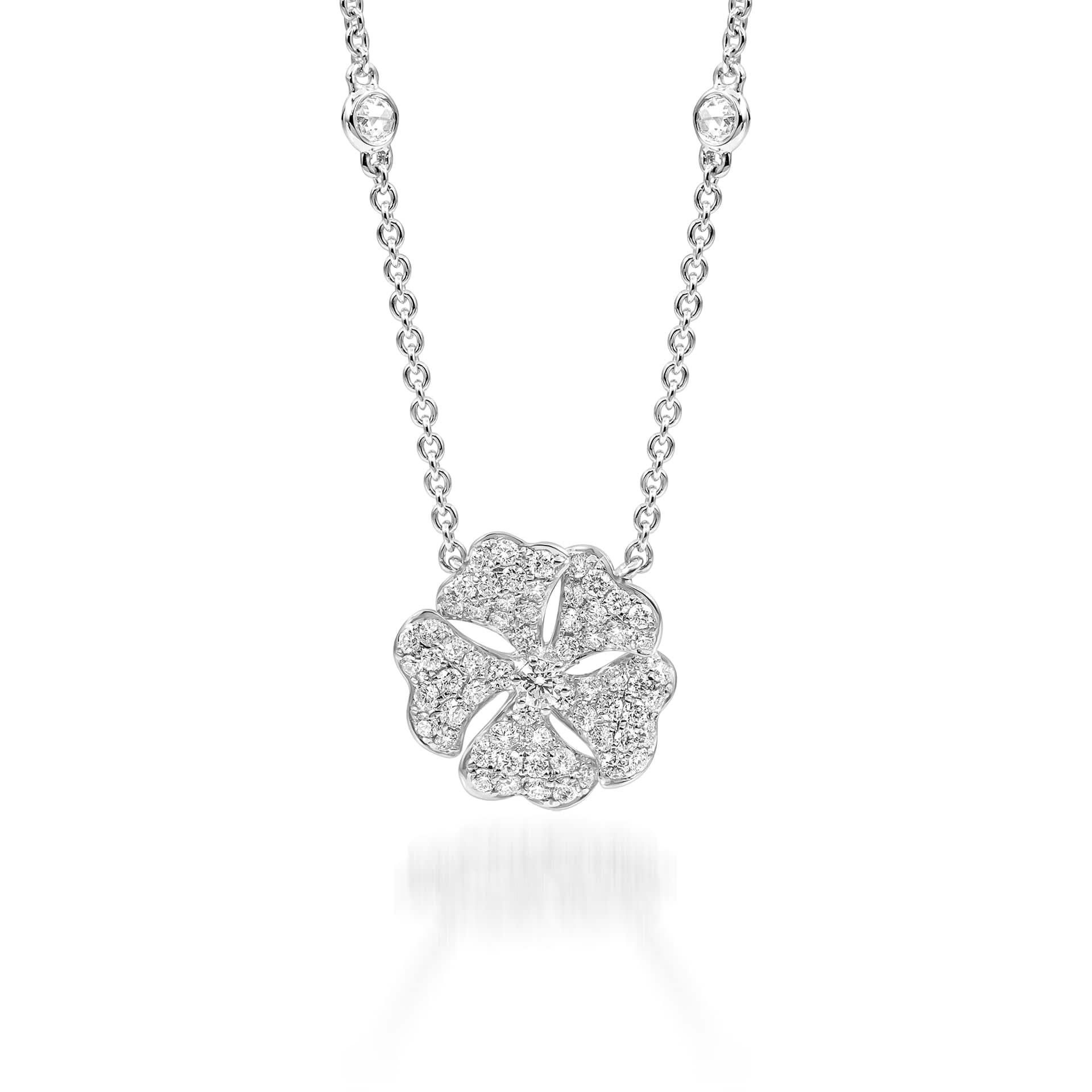 Bloom Diamond Solo Flower Necklace in 18K White Gold

Inspired by the exquisite petals of the alpine cinquefoil flower, the Bloom collection combines the richness of diamonds and precious metals with the light versatility of this delicate,