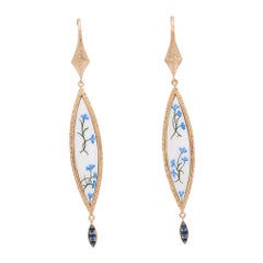 Bloom Fiordaliso in 18 KT Yellow Gold and Hand Painted Enamel Earrings