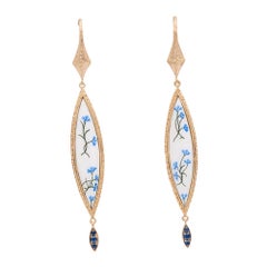 Bloom Fiordaliso in 18 KT Yellow Gold and Hand Painted Enamel Earrings