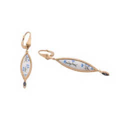 Bloom Fiordaliso in 18 KT Yellow Gold and Hand Painted Enamel Earrings