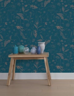 Bloom Floral Wallpaper Teal and Apricot, Sade