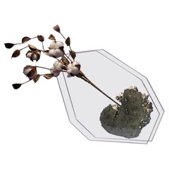 Vase à fleurs Bloom avec pyrite en verre ultra transparent taillé à la main et poli